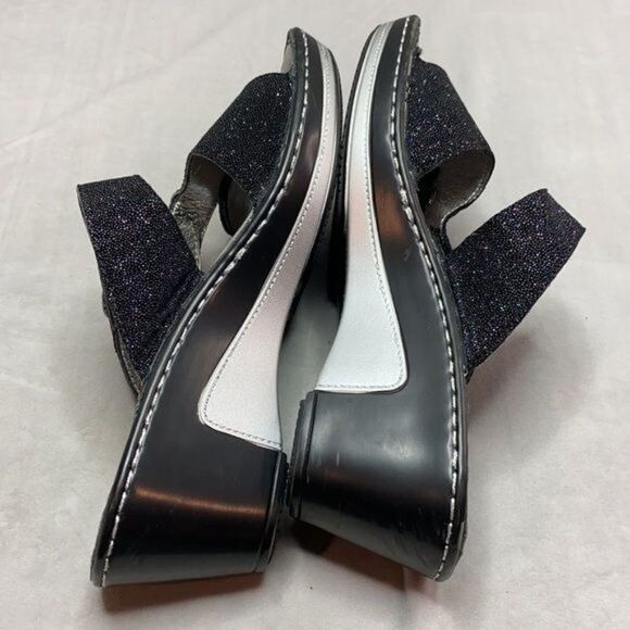ALEGRIA Loti Slip On Wedge Sandal Glitteroti Black - Picture 10 of 13